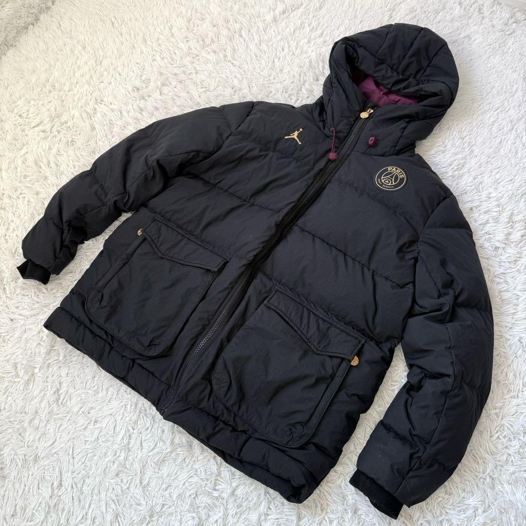 Jordan x PSG Nike Puffer Jacket Black Purple Embroidered Jordan x PSG Nike Puffer Jacket Black Purple Embroidered