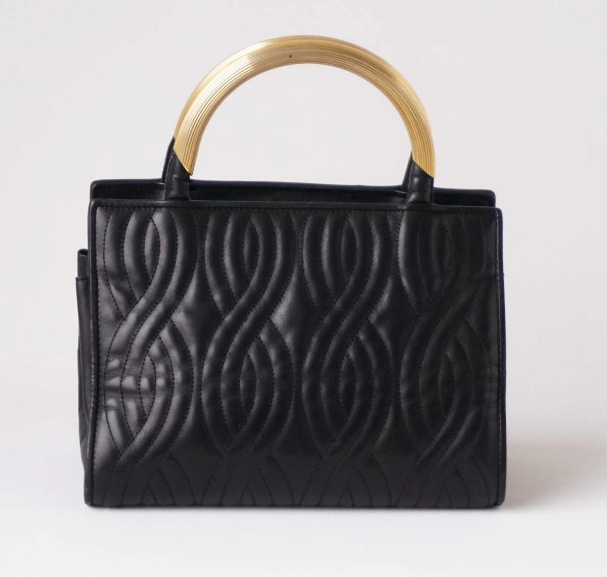 Auth Fendi Black Leather Pasta,Elbow, Macaroni Tote Bag | eBay