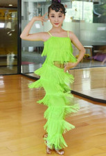 1set/lot Latin Dance Set Ballroom Fringe Tassel Pants Top Fringe Latin Costume