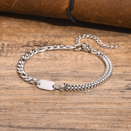 A-Z Initial Bracelets for Men Women, Never Fade Figaro Chain,Box Link Bracelets - Picture 6 of 23
