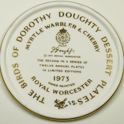 Rare 1st Set L/E 1973 Birds of Dorothy Doughty Dessert Plate ~ Warbler & Cherry - Picture 3 of 6