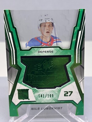 21-22 Nils Lundkvist /199 #F-42 New York Rangers SPx Finite Rookies Green