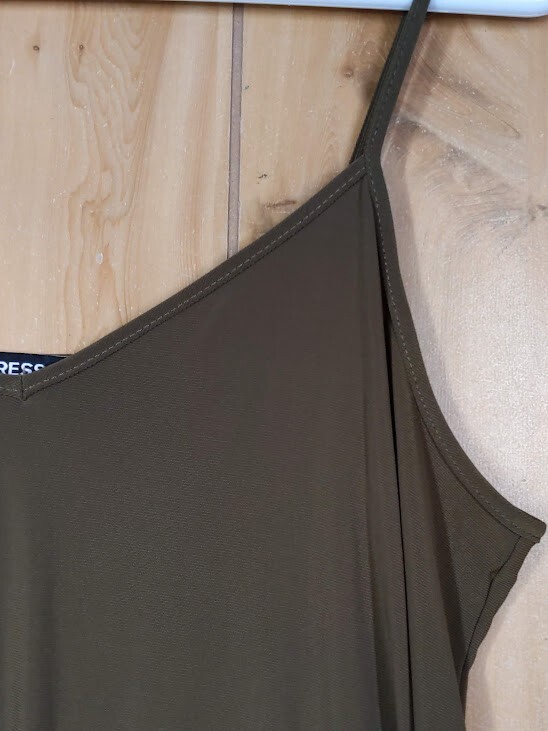 Vintage Express Mini Slip Dress Medium Green USA Y2K Slinky Ballet A-Line