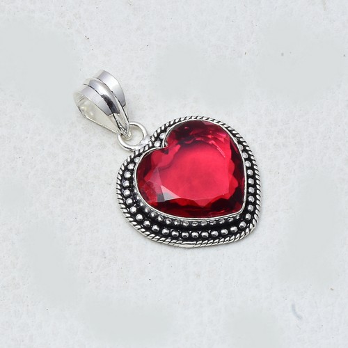 Ciondolo Fatto A Mano In Argento Sterling 925 Con Gemma Rubellite Incantevole - Foto 2 di 5