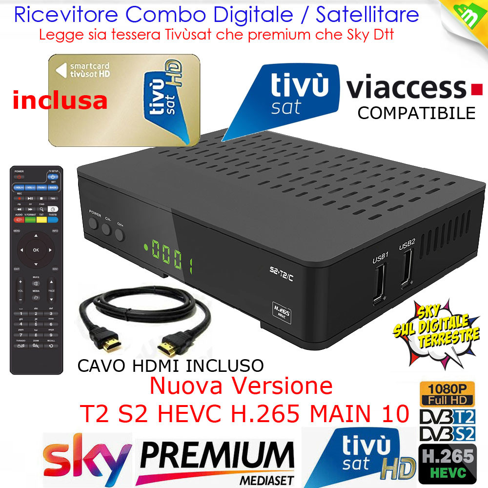 Ricevitore Digiquest EVO 3.1 Combo + Smart Card Tivùsat HD 1080p