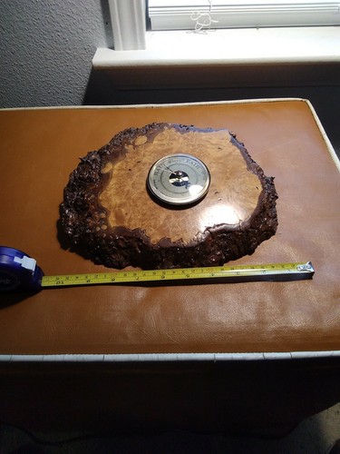 Vtg Oregon liveedge burl Myrtwood slab wall weather station thermometer hanging  - Afbeelding 5 van 6
