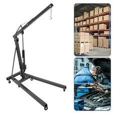 1 Ton/2200 Lbs Folding Engine Hoist Hydraulic Shop Crane w/ 6* Wheels Heavy Duty