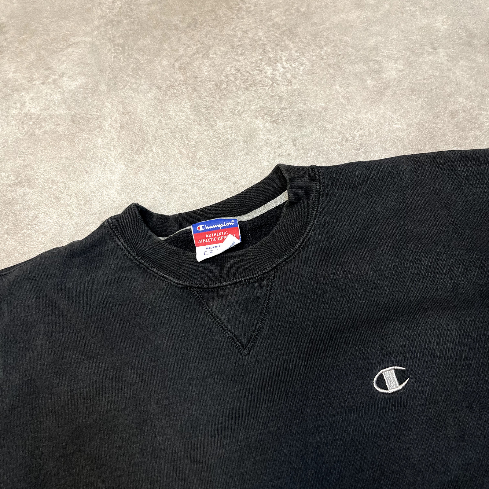 Champion Athletic Sweatshirt Mens Large Y2K Blank Pullover Sports Jumper, Black image 7
