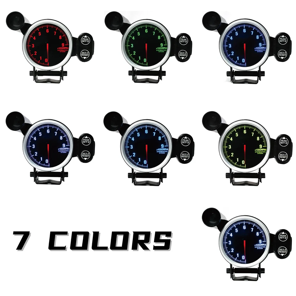 80mm 3.5" Tachometer Gauge Kit LED Car Meter with Shift Light+Stepping Motor RPM - Image 2 of 4