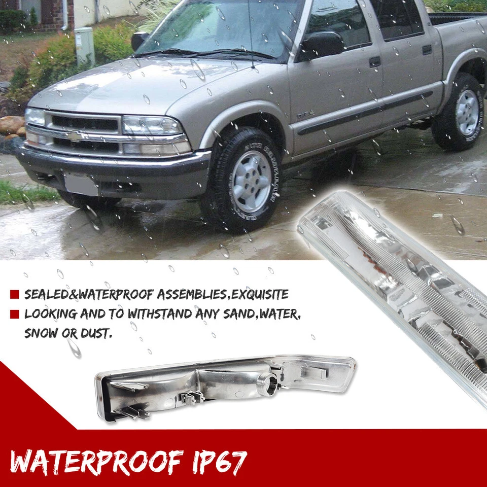Luces de señalización de estacionamiento de parachoques delantero transparentes para 98-04 Chevy S10 Blazer GMC Sonoma Foto 4 de 4