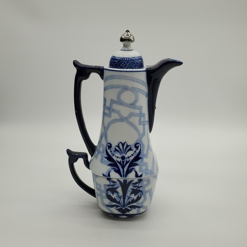 Vintage Bombay Company stapelbare Teekanne und Tasse Penzance Design blau und weiß - Bild 2 von 10