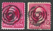 Sc #220 SOTN Target Fancy Cancels 2 Cent Washington 1890-93 Banknote US 54E54