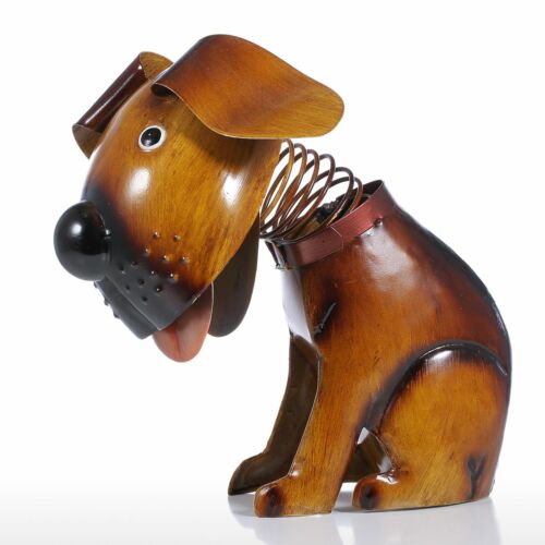 Home sculpture Shakes Head Puppy Iron Handmade Spring Wire Figurine M8U2