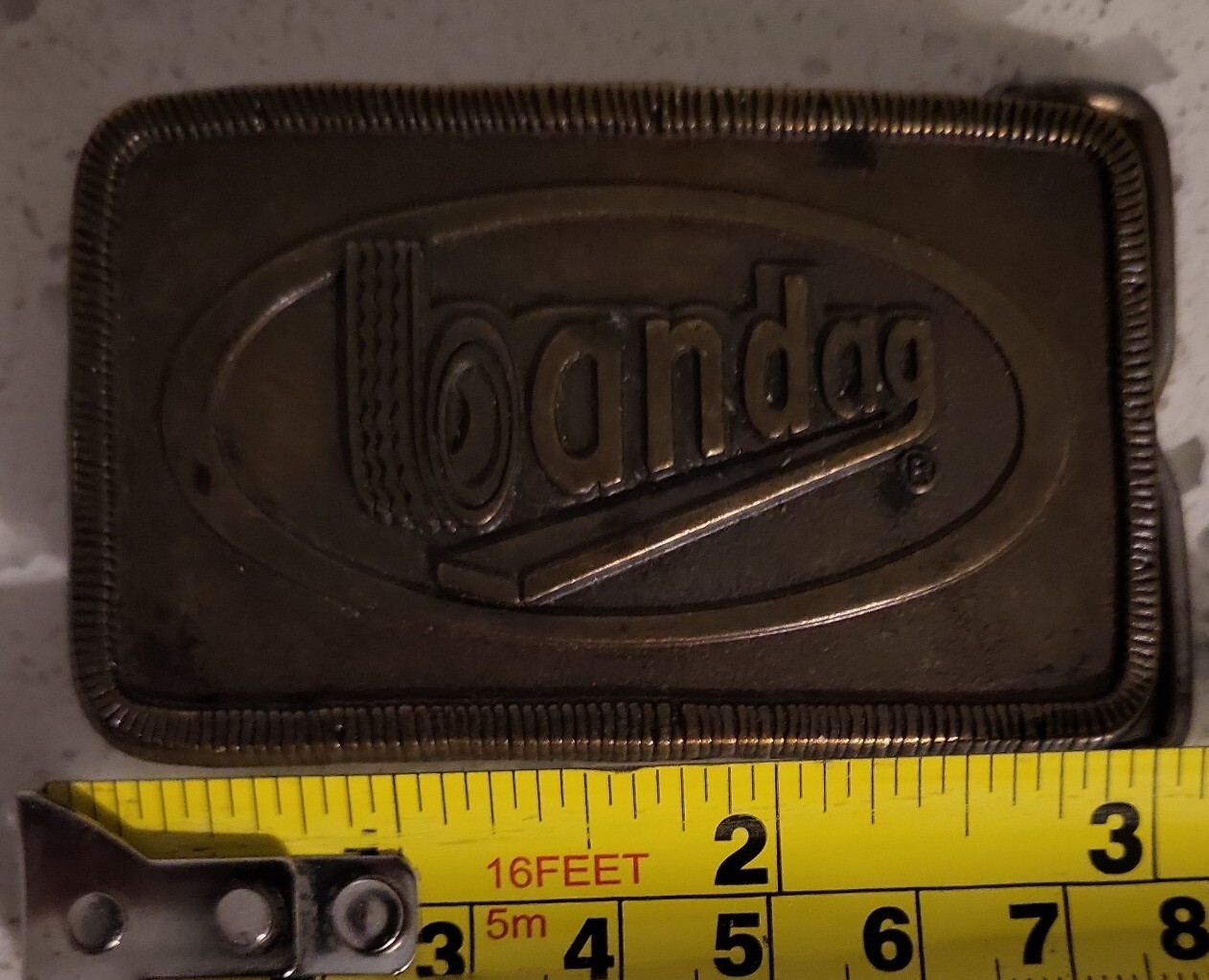 Bandag Tire Brass Belt Buckle 2.75 inch Made in USA Gem