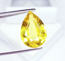 Loose Gemstone Natural Yellow Sapphire 10 Ct Certified Pear Cut Sapphire Gem A80