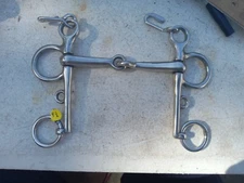 New loose  cheek Pelham bit snaffle mouth stainless steel 4 1/2