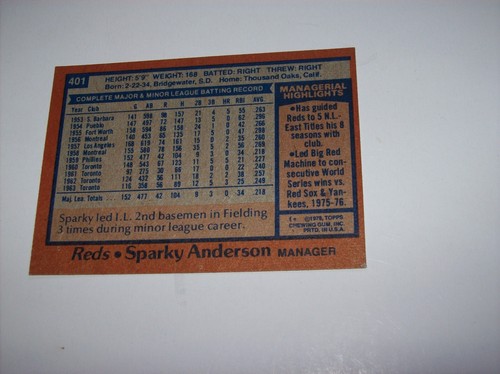 1978 Topps baseball Sparky Anderson hall of famer card #522 NM or better but OC - Picture 2 of 2