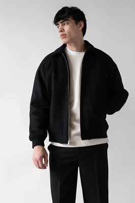 Woll Mix Bomber Jacke relaxed fit xs schwarz Oak+Fort