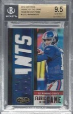 1/1 ELI MANNING 2012 CERTIFIED FABRIC OF THE GAME PATCH #D 10/10 BGS 9.5 JSY #10