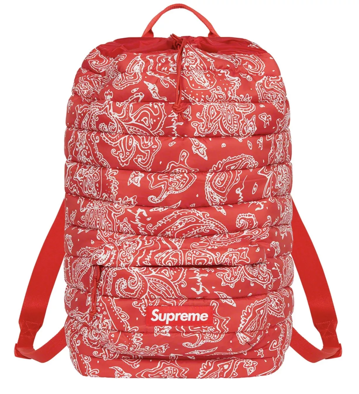 Sac à dos Supreme Puffer rouge Paisley FW22 résistant à l'eau Pertex Poly 30L neuf