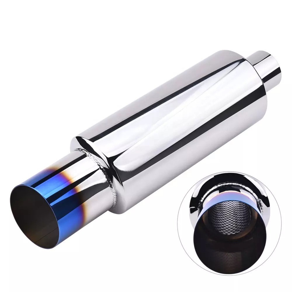 Silencieux sport Mota en inox chromé et bleui finition miroir entrée 51mm