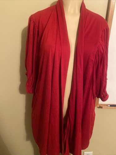 Beverly Drive Womens Cardigan Red 20/22 2x Open Front Stretchy New Dolman Sleeve - Picture 2 of 6
