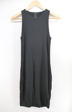 Quince Tencel Rib Knit Sleeveless Black Mini Dress Women's Size S