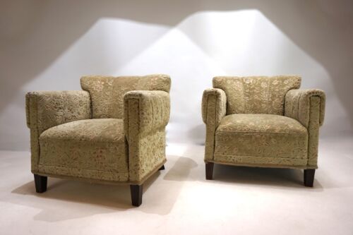 Art Deco 2er Set Jacquard Samtstoff Loungesessel, 1930 - Bild 4 von 24