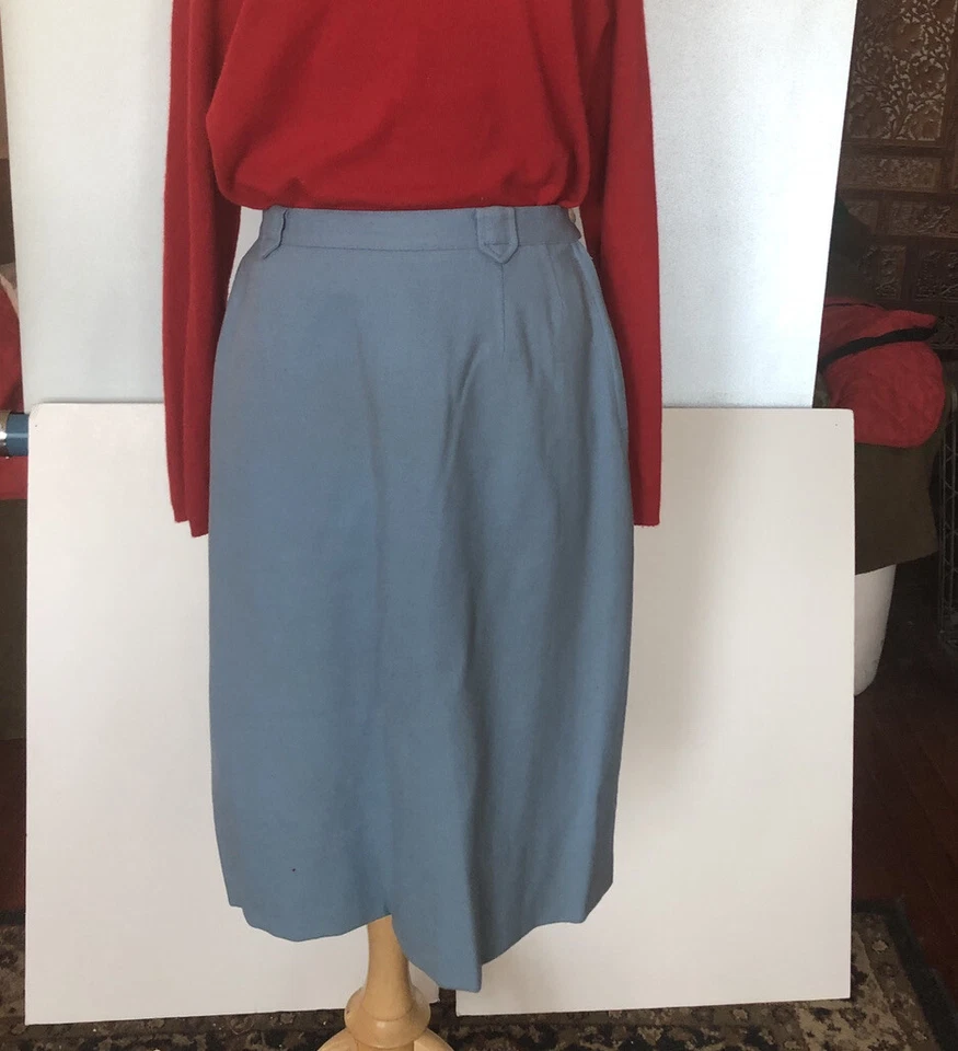 Vintage Pendleton Light Blue Skirt 100% Wool Lined Sz 16