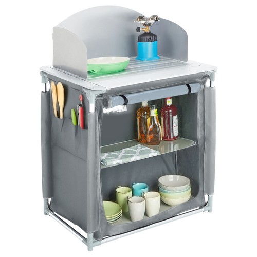 Camping Kitchen unit Cook Table Cupboard Stand Folding Storage Portable Grey - Picture 8 of 9