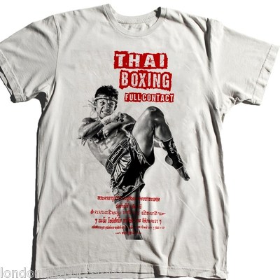 T-Shirt Homme MUAY THAÏ BOXING - Sport Combat Boxe Thaïlandaise - Noir 100% Coton - Neuf Avec étiquette