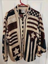 Vtg Sugar Street Weavers Tapestry Jacket American Flag  Made In Usa  Teacher 