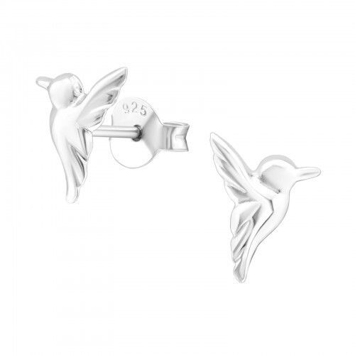 Nature Set of Ear Studs 925 Sterling Silver Feather, Bee & Hummingbird Gift Pack - Picture 5 of 7