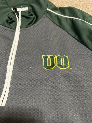 University of Oregon Ducks Pullover Mens L Gray/Green Quarter Zip Embroidered - Picture 3 of 5