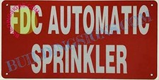 FDC Automatic Sprinkler Sign Aluminium Reflective, RED 6X12 - -REF24-1027