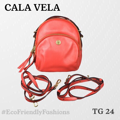 Cala Vela Red Sunrise Bag Leather Multi Zip Mini Convertible Backpack color Sun BLOG_LUXURY_CRAFTSMANSHIP_CLEA  main image 4