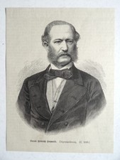 Baron Heinrich Haymerle. Austrian Statesman Diplomat Woodblock Print from 1879