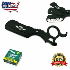 NEW MEN BARBER BEARD CUT THROAT SHAVETTE RAZOR BLADE HOLDER + 100 SHAVING BLADES
