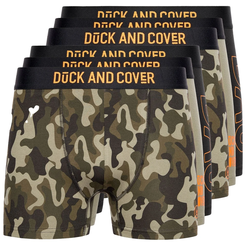 DUCK & COVER Mens 6 Pack DUCK AND COVER Boxer Shorts Underwear Trunk Multipack Camo Cotton