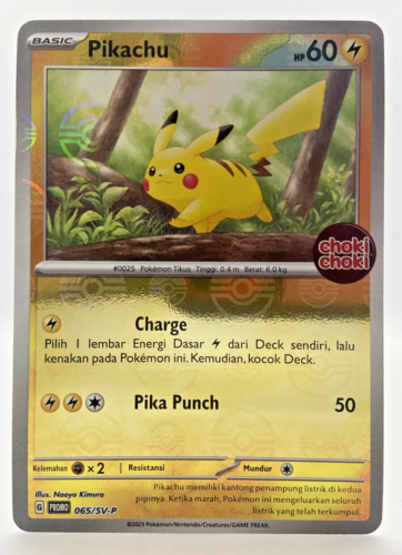 Pikachu Promo 065/SV-P Choki Choki Holo Timbre exclusif rare Pokémon Indonésie - Photo 1/7