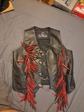 Leather King Womans Vest Black Size Small, With Huge Lady Harley Patch On Back.