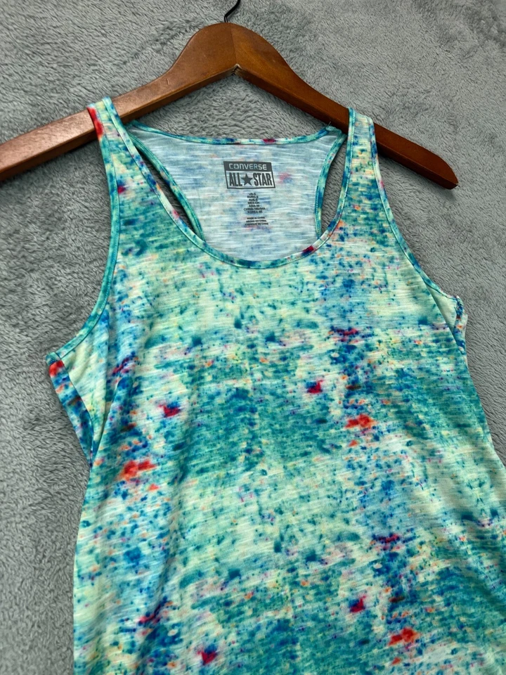 Camiseta sin mangas Converse All Star para mujer pequeña azul acuarela manga trasera deportiva Foto 2 de 4