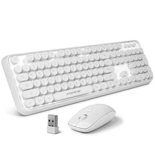 Wireless Keyboard and Mouse | Cute Colorful Keyboard and Mouse with 2.4GHz Co...