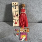 1961 Barbie Fashion Doll Vintage Japan OG Shoes & Earrings Red Tulle Dress