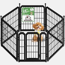 Dog Playpen Indoor  Outdoor 24 inch 6 Panels Metal Puppy Playpen for Puppies