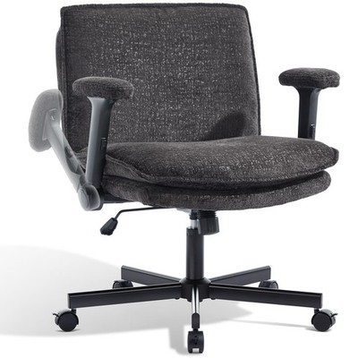 Criss Cross Chair with Flip-Up Arms and Lockable Wheels, Plush Fabric Cross L...