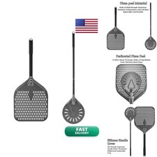 Newmeto 12 Inch + 9 Inch Perforated Pizza Peel Set with Metal Handle