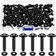 50 Set 10/32 Rack Screws with Nylon Washers Black Stainless Steel Rack Mount Scr