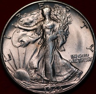 Uncirculated 1946 S San Francisco Mint Silver Walking Liberty Half