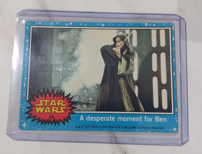 Star Wars 1977 Topps Card Blue Series 1  Desperate Moment Ben No. 46 Original  